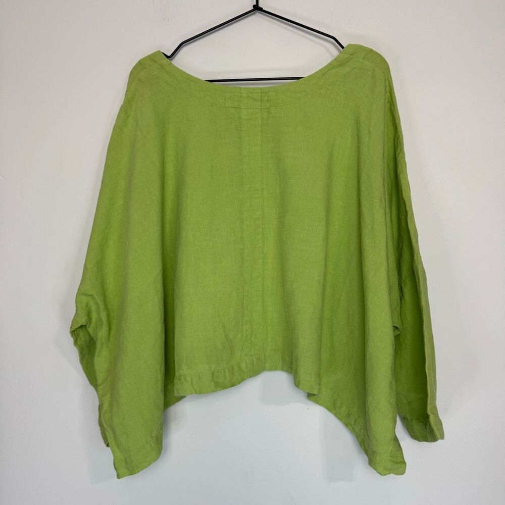 Grizas Lime Green Linen Button Down Top L - Picture 3 of 6